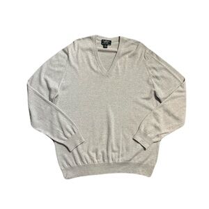 Brooks Brothers Country Club 100% Scottish Cashmere V-Neck Gray Sweater Mens XXL